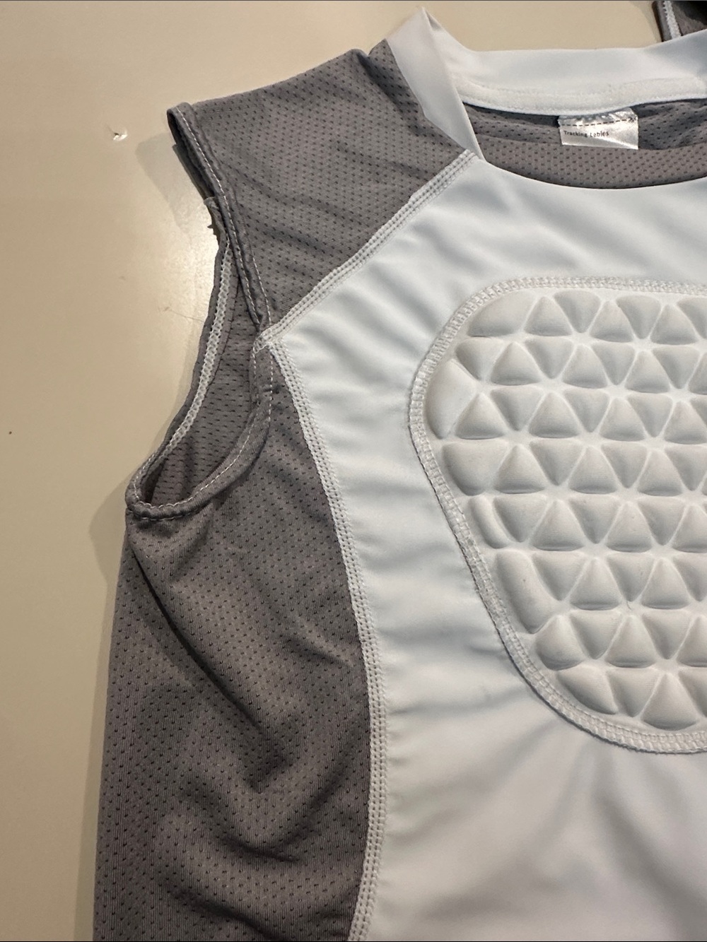 2 Youth Chest Protectors White and Gray Padded Performance Tank Top for Sports - Picture 4 of 11